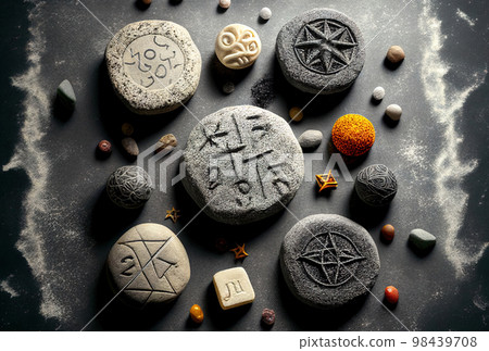 the concept of witchcraft and magic, an altar for communication with spirits 98439708