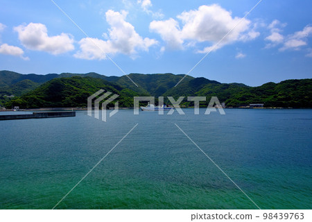 Shikoku, Ehime, Sadamisaki, Sadasaki Hanahana, a ferry entering Iyo Misaki Port surrounded by a tropical mood (3) 98439763