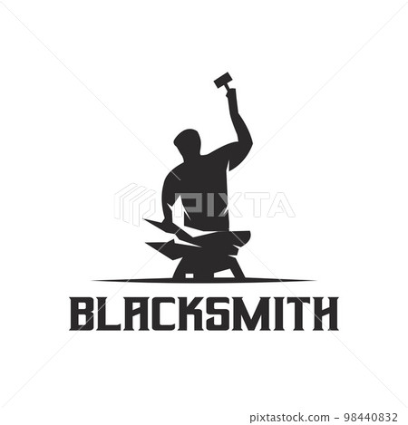 Blacksmith logo vector silhouette,black background Blacksmith logo vector silhouette,black background 98440832