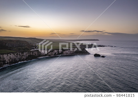 Aerial view of Ballintoy Harbour near Giants Causeway, County. Antrim, Northern Ireland, UK Aerial view of Ballintoy Harbour near Giants Causeway, County. Antrim, Northern Ireland, UK 98441815