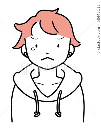 Angry, troubled, nervous young woman upper body 98442113