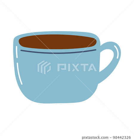 Hand drawn coffee mug icon. Flat vector illustration of cup with coffee or tea, cartoon design element Hand drawn coffee mug icon. Flat vector illustration of cup with coffee or tea, cartoon design element 98442326