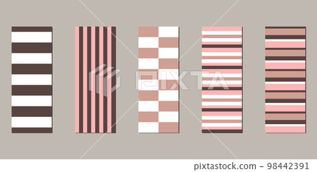 Vector illustration of a set of decorative ribbon stripes. Masking tape, satin or corsage, grssgrain tape, adhesive tapes for frames, scrapbooking. Packing patterned ribbons with geometric ornament Vector illustration of a set of decorative ribbon stripes. Masking tape, satin or corsage, grssgrain tape, adhesive tapes for frames, scrapbooking. Packing patterned ribbons with geometric ornament 98442391