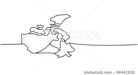 Canada silhouette one line continuous drawing. Canada country silhouette continuous one line illustration. Vector minimalist linear illustration. Canada silhouette one line continuous drawing. Canada country silhouette continuous one line illustration. Vector minimalist linear illustration. 98442830