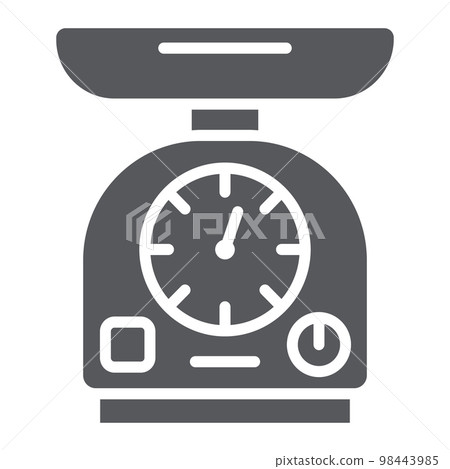 Kitchen scale glyph icon, appliance and measurement, weigh sign, vector graphics, a solid pattern on a white background, eps 10. Kitchen scale glyph icon, appliance and measurement, weigh sign, vector graphics, a solid pattern on a white background, eps 10. 98443985