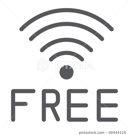 Free wifi glyph icon, signal and connection, wireless internet sign, vector graphics, a solid pattern on a white background, eps 10. Free wifi glyph icon, signal and connection, wireless internet sign, vector graphics, a solid pattern on a white background, eps 10. 98444328