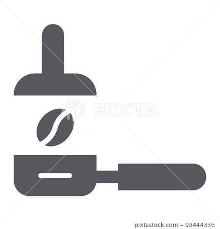 Portafilter glyph icon, coffee and barista, coffe tamping sign, vector graphics, a solid pattern on a white background, eps 10. Portafilter glyph icon, coffee and barista, coffe tamping sign, vector graphics, a solid pattern on a white background, eps 10. 98444336