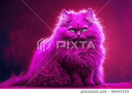 Magenta cat illustration generative ai 98444359