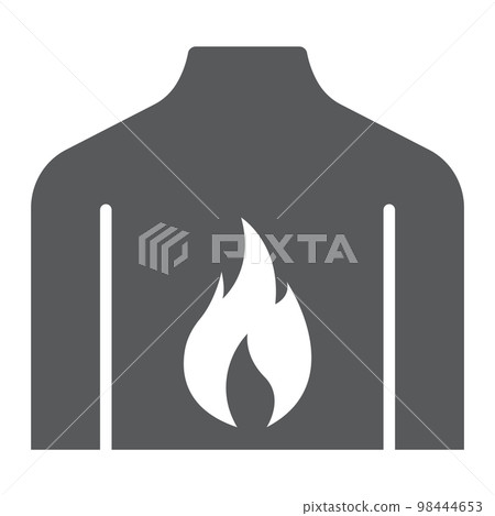 Chest pain glyph icon, body and pain, heartburn sign, vector graphics, a solid pattern on a white background, eps 10. Chest pain glyph icon, body and pain, heartburn sign, vector graphics, a solid pattern on a white background, eps 10. 98444653