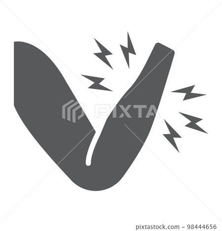 Arm ache glyph icon, body and pain, hand injury sign, vector graphics, a solid pattern on a white background, eps 10. Arm ache glyph icon, body and pain, hand injury sign, vector graphics, a solid pattern on a white background, eps 10. 98444656