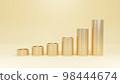 3d rendering of Gold coins stacked and growing money. 98444674