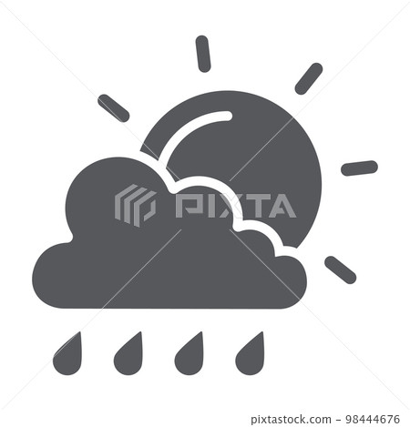 Sun and rain glyph icon, weather and forecast,... - Stock Illustration ...