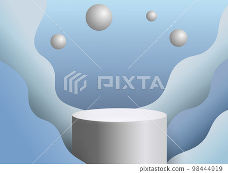Blue platform, empty podium, product stage. Pastel pedestal, stand render of abstract minimal scene. Minimal pastel banner template. Blank presentation product. Vector geometric background Blue platform, empty podium, product stage. Pastel pedestal, stand render of abstract minimal scene. Minimal pastel banner template. Blank presentation product. Vector geometric background 98444919