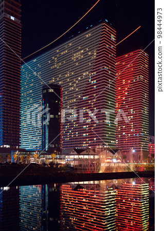 Night city of Batumi. Modern buildings at night 98444973