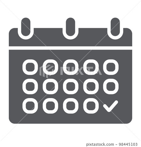 Calendar glyph icon, date and schedule, reminder sign, vector graphics, a solid pattern on a white background, eps 10. Calendar glyph icon, date and schedule, reminder sign, vector graphics, a solid pattern on a white background, eps 10. 98445103