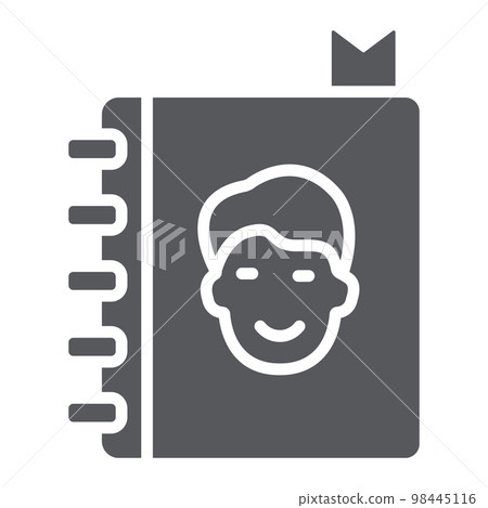 Adress book glyph icon, contacts and notebook, phone book sign, vector graphics, a solid pattern on a white background, eps 10. 98445116
