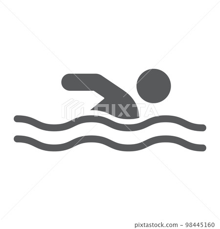 Swimming glyph icon, sport and water, swimmer sign, vector graphics, a solid pattern on a white background, eps 10. Swimming glyph icon, sport and water, swimmer sign, vector graphics, a solid pattern on a white background, eps 10. 98445160