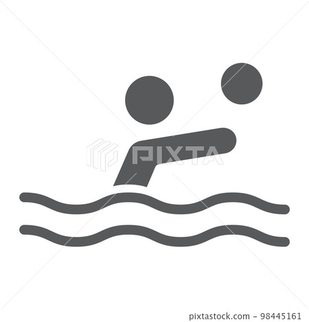 Water polo glyph icon, sport and water, swimmer with ball sign, vector graphics, a solid pattern on a white background, eps 10. Water polo glyph icon, sport and water, swimmer with ball sign, vector graphics, a solid pattern on a white background, eps 10. 98445161