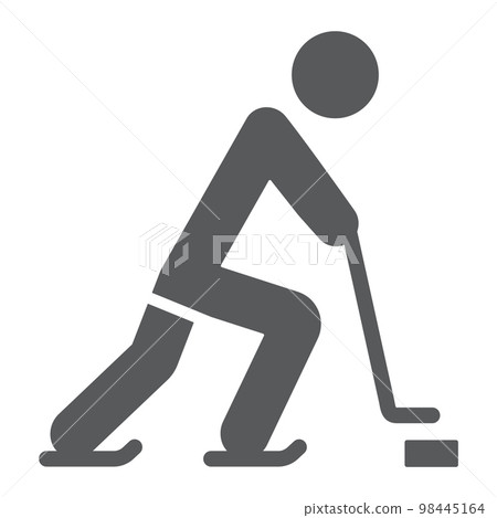 Hockey player glyph icon, sport and skate, ice hockey sign, vector graphics, a solid pattern on a white background, eps 10. Hockey player glyph icon, sport and skate, ice hockey sign, vector graphics, a solid pattern on a white background, eps 10. 98445164