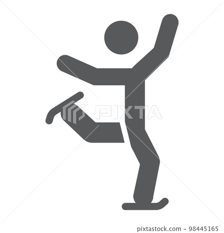 Figure skating glyph icon, sport and skate, ice skating sign, vector graphics, a solid pattern on a white background, eps 10. Figure skating glyph icon, sport and skate, ice skating sign, vector graphics, a solid pattern on a white background, eps 10. 98445165