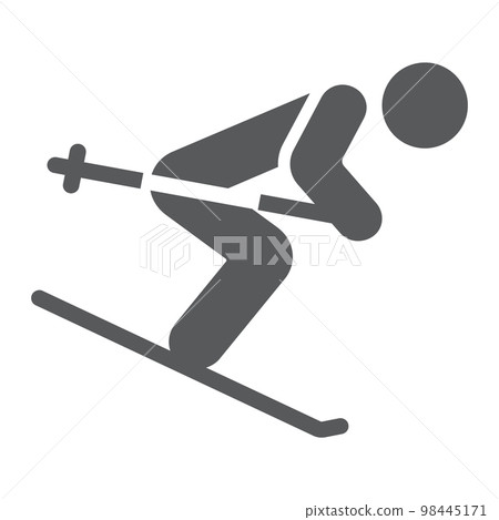 Alpine skiing glyph icon, sport and winter, skier sign, vector graphics, a solid pattern on a white background, eps 10. Alpine skiing glyph icon, sport and winter, skier sign, vector graphics, a solid pattern on a white background, eps 10. 98445171