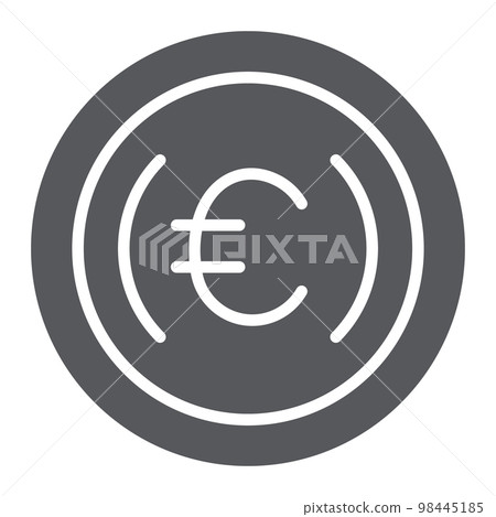 Euro coin glyph icon, cash and money, euro cent sign, vector graphics, a solid pattern on a white background, eps 10. 98445185