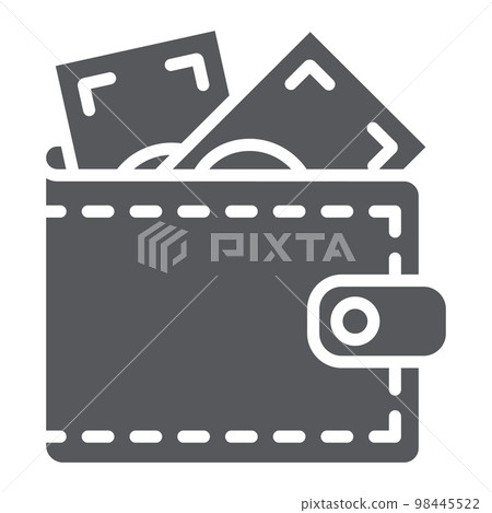 Wallet glyph icon, finance and cash, purse sign, vector graphics, a solid pattern on a white background, eps 10. Wallet glyph icon, finance and cash, purse sign, vector graphics, a solid pattern on a white background, eps 10. 98445522