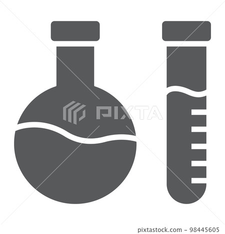 Chemical analysis glyph icon, laboratory and flask, tube test sign, vector graphics, a solid pattern on a white background, eps 10. 98445605