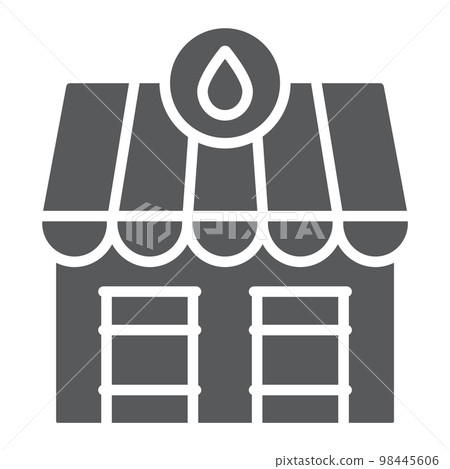 Oil station market glyph icon, fuel and architecture, oil market building sign, vector graphics, a solid pattern on a white background, eps 10. 98445606