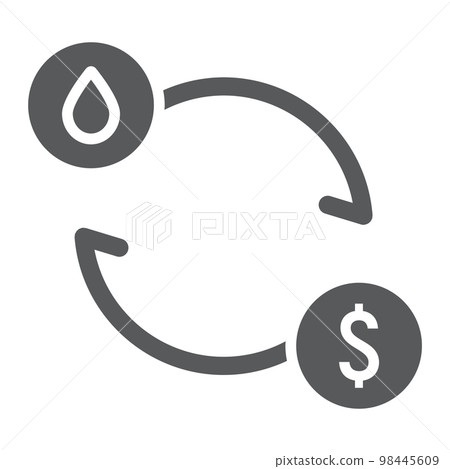 Oil exchange glyph icon, fuel and cost, oil price sign, vector graphics, a solid pattern on a white background, eps 10. 98445609