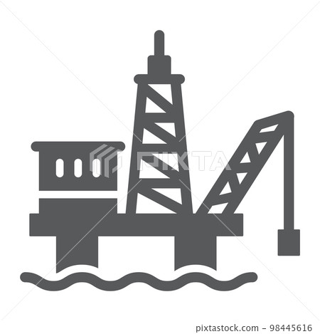 Oil platform glyph icon, industrial and derrick, oil rig sign, vector graphics, a solid pattern on a white background, eps 10. Oil platform glyph icon, industrial and derrick, oil rig sign, vector graphics, a solid pattern on a white background, eps 10. 98445616