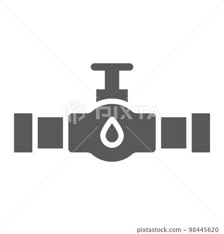 Oil valve glyph icon, faucet and tube, pipe with valve sign, vector graphics, a solid pattern on a white background, eps 10. Oil valve glyph icon, faucet and tube, pipe with valve sign, vector graphics, a solid pattern on a white background, eps 10. 98445620