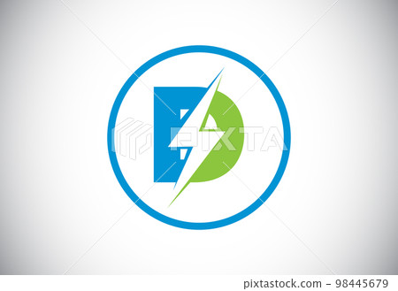 Initial D letter logo design with lighting thunder bolt. Electric bolt letter logo vector Initial D letter logo design with lighting thunder bolt. Electric bolt letter logo vector 98445679