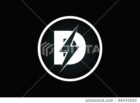 Initial D letter logo design with lighting thunder bolt. Electric bolt letter logo vector Initial D letter logo design with lighting thunder bolt. Electric bolt letter logo vector 98445680