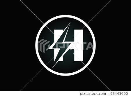 Initial H letter logo design with lighting thunder bolt. Electric bolt letter logo vector Initial H letter logo design with lighting thunder bolt. Electric bolt letter logo vector 98445690