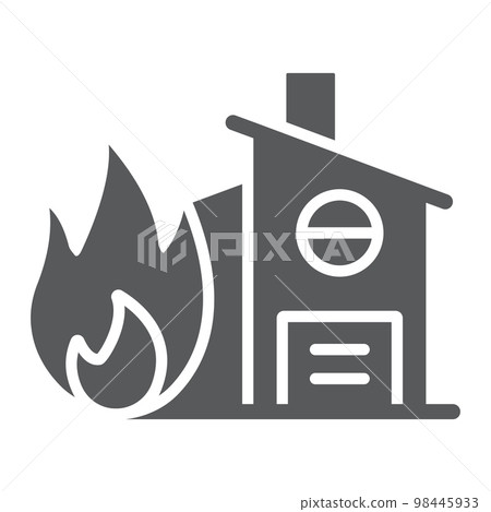 Fire insurance glyph icon, protection and house, home on fire sign, vector graphics, a solid pattern on a white background, eps 10. 98445933