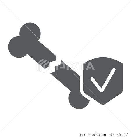 Fracture glyph icon, protection and skeleton, broken bone sign, vector graphics, a solid pattern on a white background, eps 10. Fracture glyph icon, protection and skeleton, broken bone sign, vector graphics, a solid pattern on a white background, eps 10. 98445942