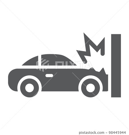 Traffic accident glyph icon, disaster and auto, car crash sign, vector graphics, a solid pattern on a white background, eps 10. 98445944