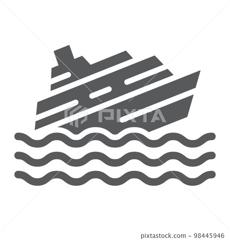 Sinking ship glyph icon, disaster and water, boat catastrophe sign, vector graphics, a solid pattern on a white background, eps 10. 98445946