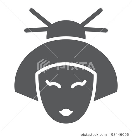 Geisha glyph icon, japan and girl, japanese woman sign, vector graphics, a solid pattern on a white background, eps 10. 98446006