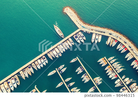 Aerial view of yahts Aerial view of yahts 98446315