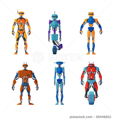 Humanoid Robots with Metal Body Joints and Limbs Vector Set Humanoid Robots with Metal Body Joints and Limbs Vector Set 98446602