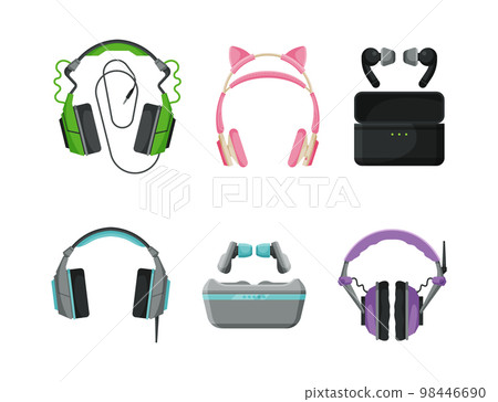 Modern Headphones and Earphones for Music Listening Vector Set Modern Headphones and Earphones for Music Listening Vector Set 98446690