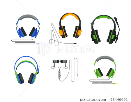Modern Headphones and Earphones for Music Listening Vector Set Modern Headphones and Earphones for Music Listening Vector Set 98446691