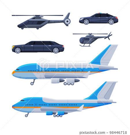 Government Vehicles and Black Presidential Auto and Airplane Vector Set Government Vehicles and Black Presidential Auto and Airplane Vector Set 98446718