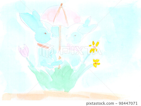Easter, bunnies, love. Watercolor, art decoration, sketch. Illustration hand drawn modern Easter, bunnies, love. Watercolor, art decoration, sketch. Illustration hand drawn modern 98447071