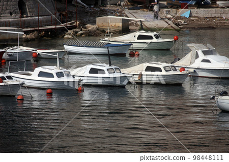 Boats in Dubrovnik harbor, Croatia 98448111