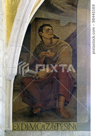 Prophet Isaiah, fresco in the church of St. Mark in Zagreb, Croatia Prophet Isaiah, fresco in the church of St. Mark in Zagreb, Croatia 98448169