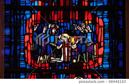 Stained glass window in the parish church of St. Stephen in Wasseralfingen, Germany 98448183