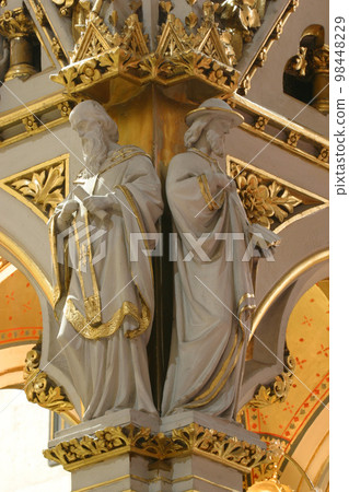 Doctors of the Church, statues on the main altar in Zagreb cathedral Doctors of the Church, statues on the main altar in Zagreb cathedral 98448229